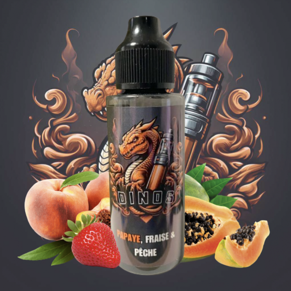 E-Liquide DINOS Papaye Fraise Pêche 100 ml