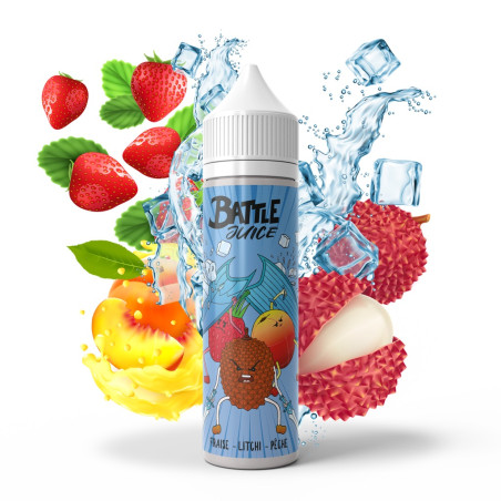 E Liquide BATTLE JUICE Fraise Litchi Pêche 50ml Bobble